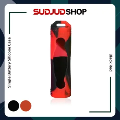 single battery silicone case black red