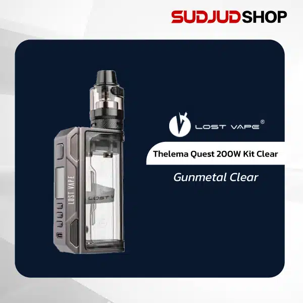 lost vape thelema quest 200w kit clear gunmetal clear